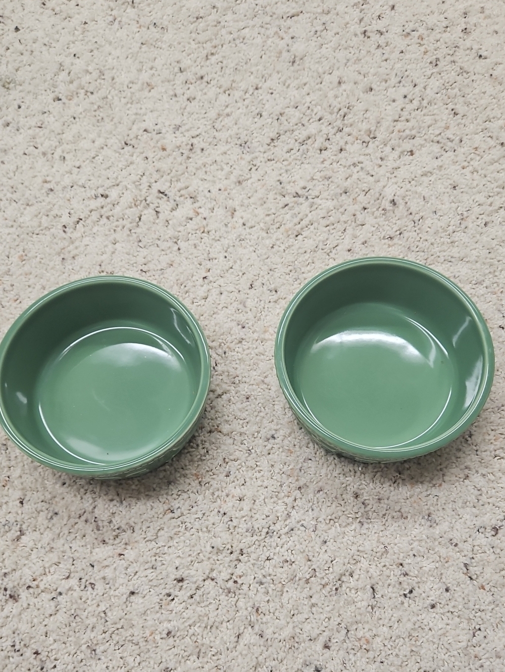 Longaberger Green Ceramic Pet Bowls Set of 2